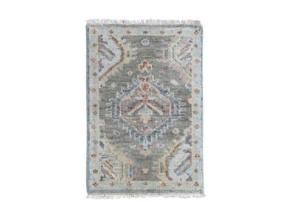Green 2'0" x 3'0" Oushak And Peshawar Hand knotted Wool Rug - Sku: O010468
