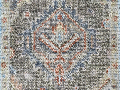 Green 2'0" x 3'0" Oushak And Peshawar Hand knotted Wool Rug - Sku: O010468