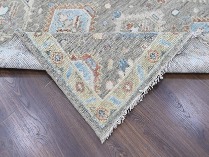 Green 8'0" x 9'9" Oushak And Peshawar Hand knotted Wool Rug - Sku: O010470
