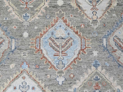 Green 8'0" x 9'9" Oushak And Peshawar Hand knotted Wool Rug - Sku: O010470