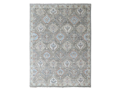 Green 8'11" x 11'10" Oushak And Peshawar Hand knotted Wool Rug - Sku: O010471