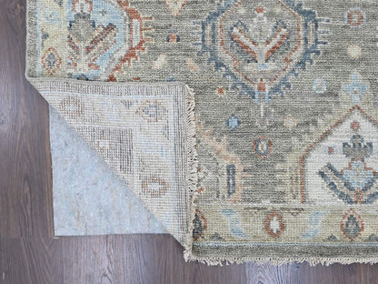 Green 8'11" x 11'10" Oushak And Peshawar Hand knotted Wool Rug - Sku: O010471
