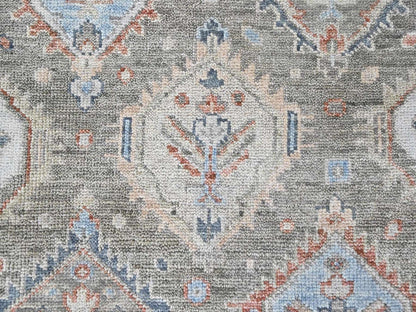 Green 8'11" x 11'10" Oushak And Peshawar Hand knotted Wool Rug - Sku: O010471