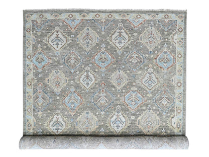 Green 9'11" x 13'8" Oushak And Peshawar Hand knotted Wool Rug - Sku: O010472