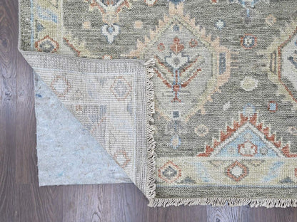 Green 9'11" x 13'8" Oushak And Peshawar Hand knotted Wool Rug - Sku: O010472