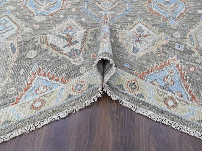 Green 9'11" x 13'8" Oushak And Peshawar Hand knotted Wool Rug - Sku: O010472