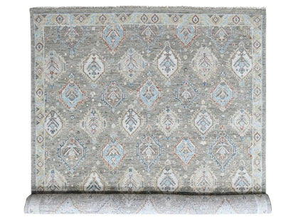 Green 11'10" x 14'11" Oushak And Peshawar Hand knotted Wool Rug - Sku: O010473