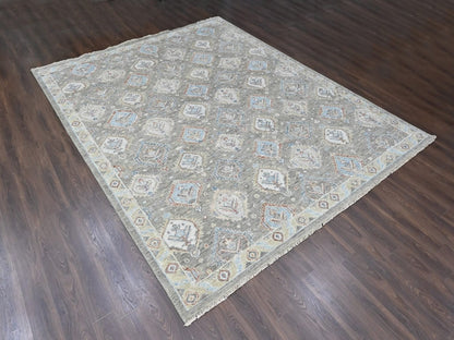 Green 11'10" x 14'11" Oushak And Peshawar Hand knotted Wool Rug - Sku: O010473