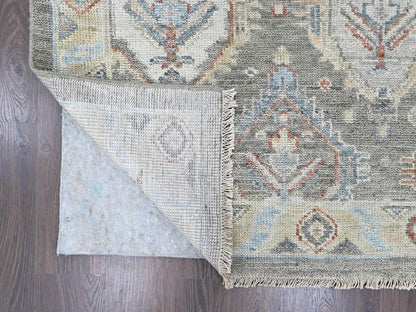 Green 11'10" x 14'11" Oushak And Peshawar Hand knotted Wool Rug - Sku: O010473
