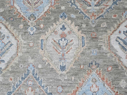 Green 11'10" x 14'11" Oushak And Peshawar Hand knotted Wool Rug - Sku: O010473