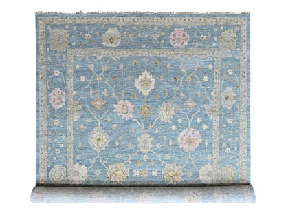 Blue 11'11" x 14'10" Oushak And Peshawar Hand knotted Wool Rug - Sku: O010478