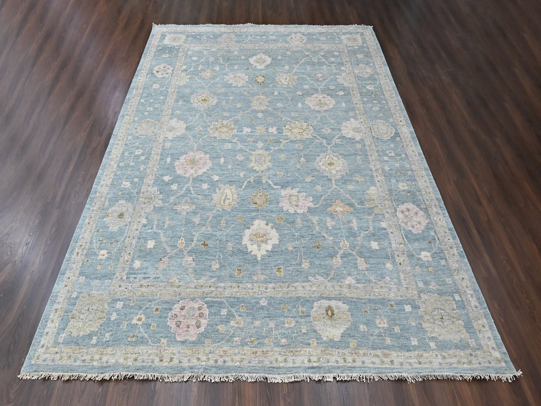 Blue 11'11" x 14'10" Oushak And Peshawar Hand knotted Wool Rug - Sku: O010478