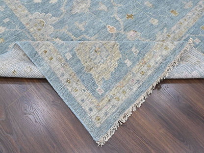 Blue 11'11" x 14'10" Oushak And Peshawar Hand knotted Wool Rug - Sku: O010478