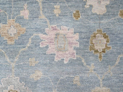 Blue 11'11" x 14'10" Oushak And Peshawar Hand knotted Wool Rug - Sku: O010478
