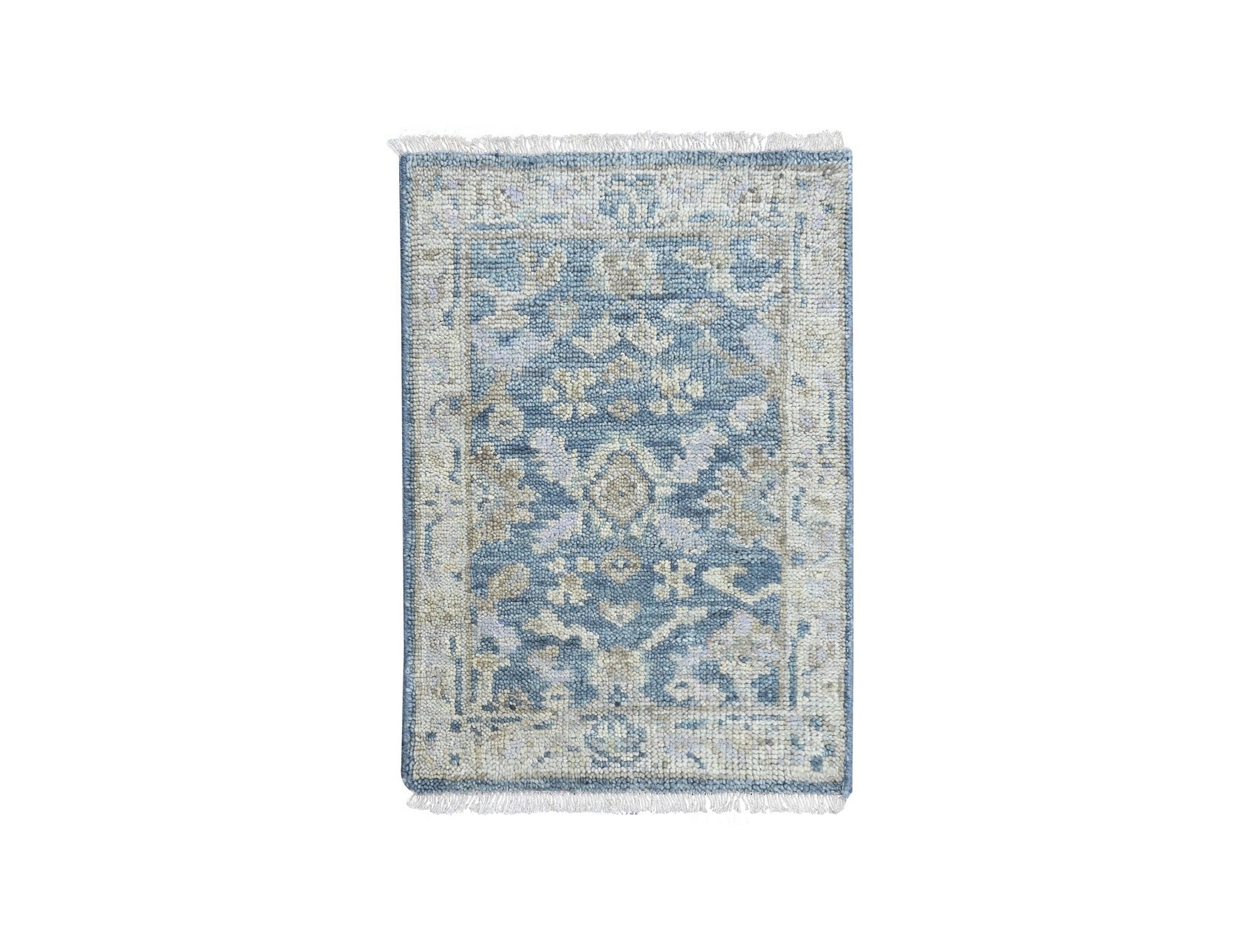 Blue 2'0" x 3'0" Oushak And Peshawar Hand knotted Wool Rug - Sku: O010479