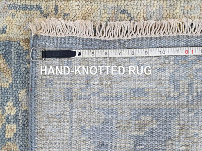 Blue 2'0" x 3'0" Oushak And Peshawar Hand knotted Wool Rug - Sku: O010479