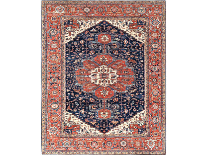 Blue 9'2" x 12'8" Tribal & Geometric Hand knotted Wool Rug - Sku: O01047
