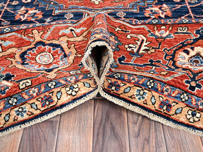 Blue 9'2" x 12'8" Tribal & Geometric Hand knotted Wool Rug - Sku: O01047