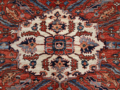 Blue 9'2" x 12'8" Tribal & Geometric Hand knotted Wool Rug - Sku: O01047