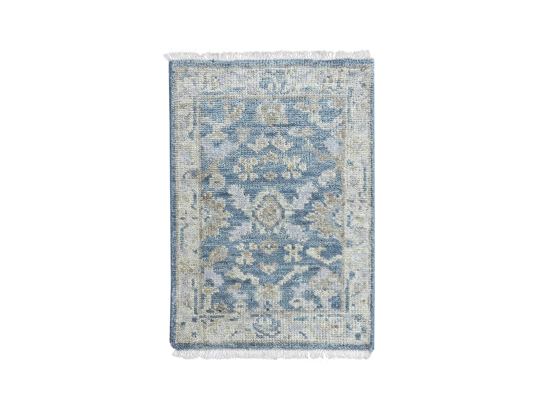 Blue 2'0" x 2'11" Oushak And Peshawar Hand knotted Wool Rug - Sku: O010480