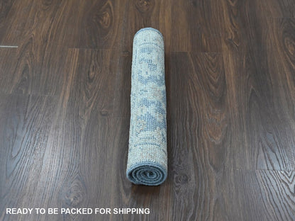 Blue 2'0" x 2'11" Oushak And Peshawar Hand knotted Wool Rug - Sku: O010480