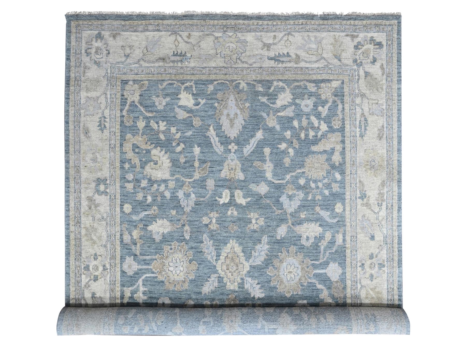 Blue 11'9" x 14'9" Oushak And Peshawar Hand knotted Wool Rug - Sku: O010483