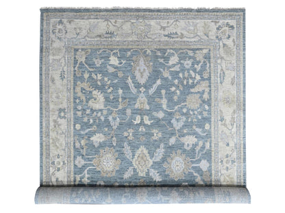 Blue 11'9" x 14'9" Oushak And Peshawar Hand knotted Wool Rug - Sku: O010483