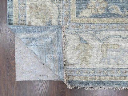 Blue 11'9" x 14'9" Oushak And Peshawar Hand knotted Wool Rug - Sku: O010483