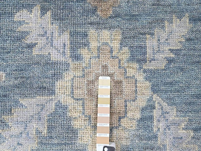 Blue 11'9" x 14'9" Oushak And Peshawar Hand knotted Wool Rug - Sku: O010483