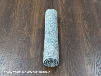 Blue 2'0" x 3'0" Oushak And Peshawar Hand knotted Wool Rug - Sku: O010494