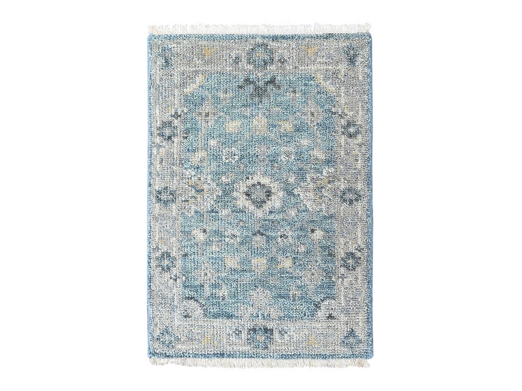 Blue 2'0" x 2'11" Oushak And Peshawar Hand knotted Wool Rug - Sku: O010495