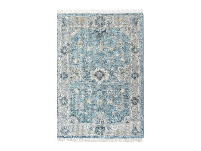 Blue 2'0" x 2'11" Oushak And Peshawar Hand knotted Wool Rug - Sku: O010495