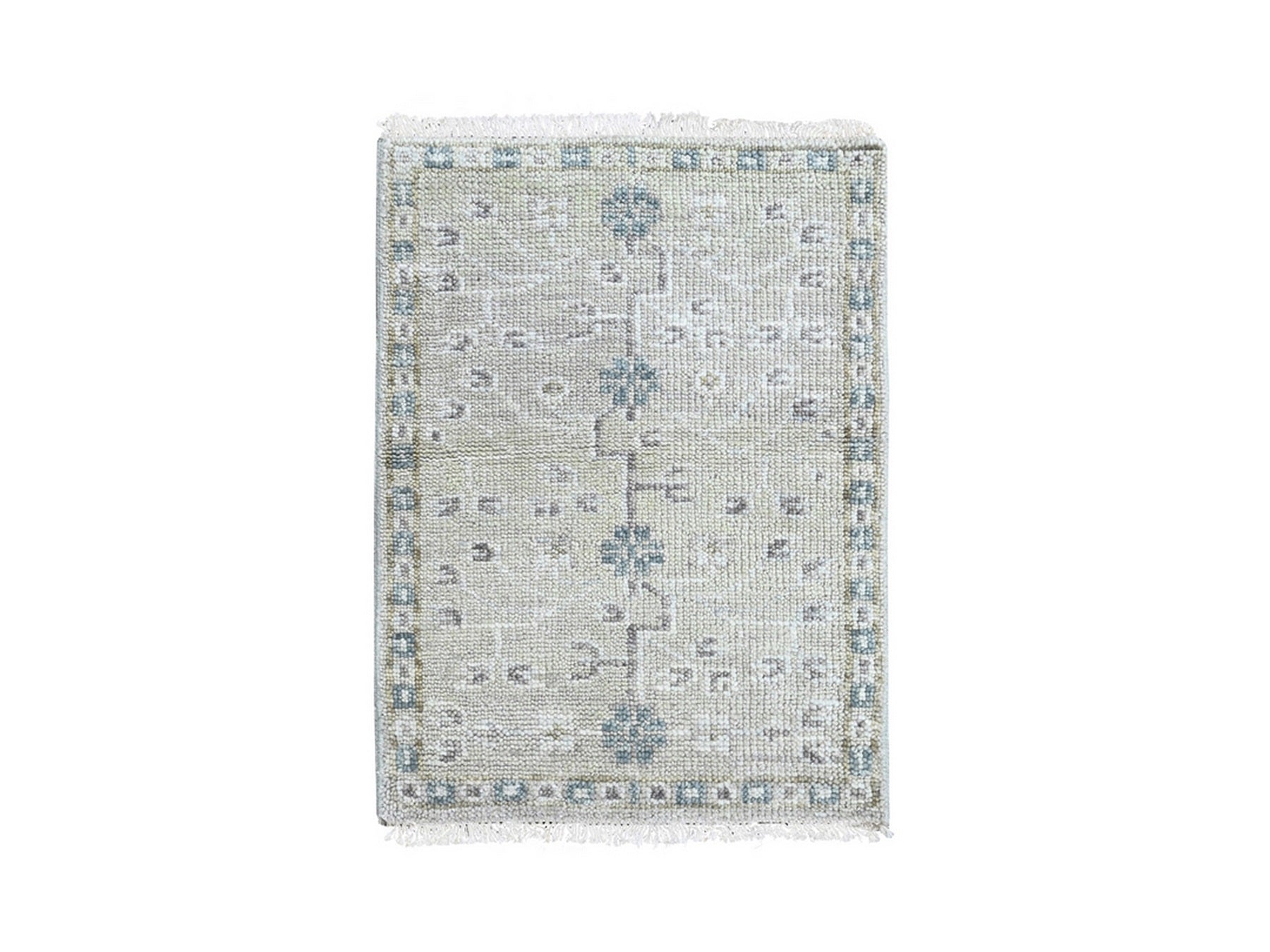 Green 2'0" x 2'11" Khotan and Samarkand Hand knotted Wool Rug - Sku: O010497