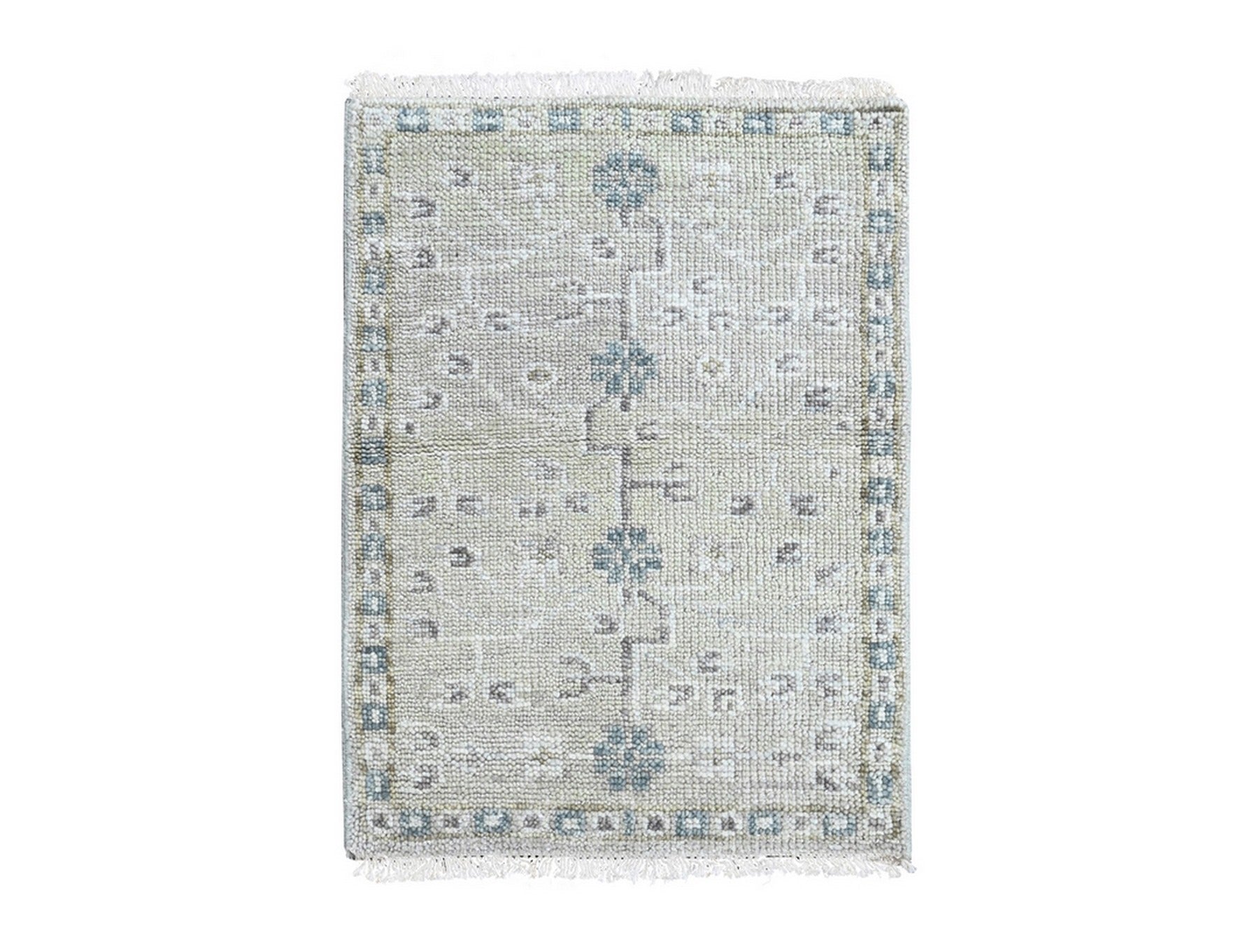 Green 2'0" x 2'11" Khotan and Samarkand Hand knotted Wool Rug - Sku: O010498