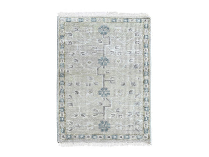Green 2'0" x 2'11" Khotan and Samarkand Hand knotted Wool Rug - Sku: O010498