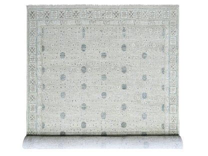 Green 11'11" x 14'11" Khotan and Samarkand Hand knotted Wool Rug - Sku: O010501