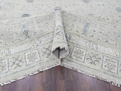 Green 11'11" x 14'11" Khotan and Samarkand Hand knotted Wool Rug - Sku: O010501