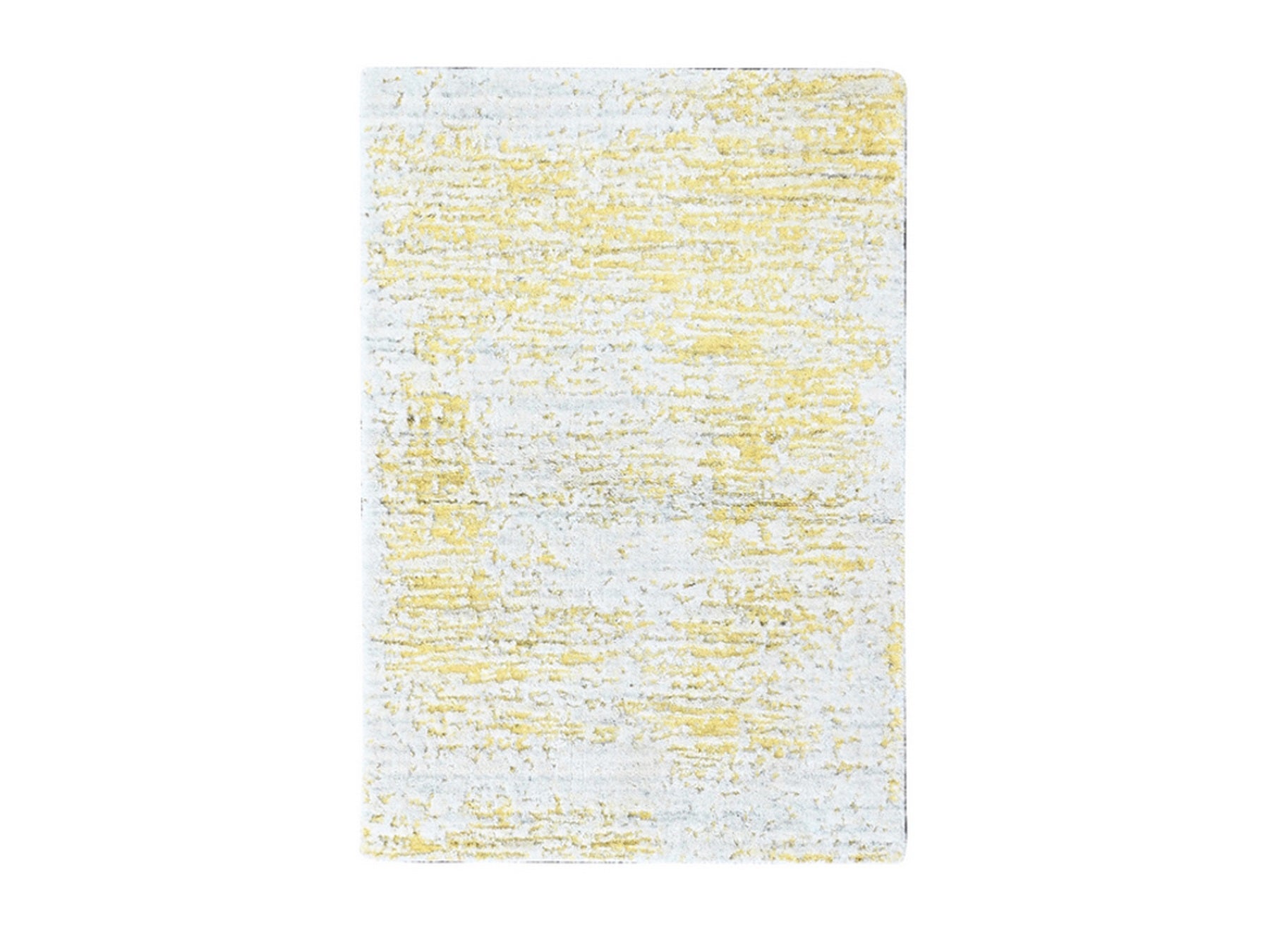 Modern / Contemporary hand-knotted wool/silk rug in Yellow, 2' x 3' — SKU O010502