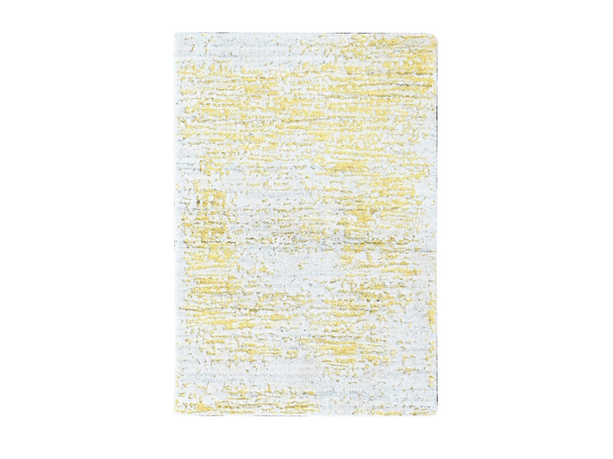 Modern / Contemporary hand-knotted wool/silk rug in Yellow, 2' x 3' — SKU O010502
