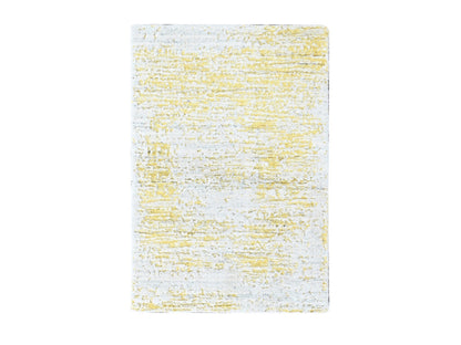 Modern / Contemporary hand-knotted wool/silk rug in Yellow, 2' x 3' — SKU O010502