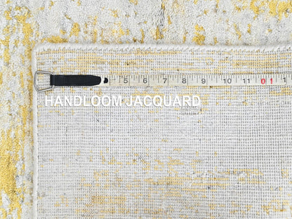 Modern / Contemporary hand-knotted wool/silk rug in Yellow, 2' x 3' — SKU O010502 (view 7)