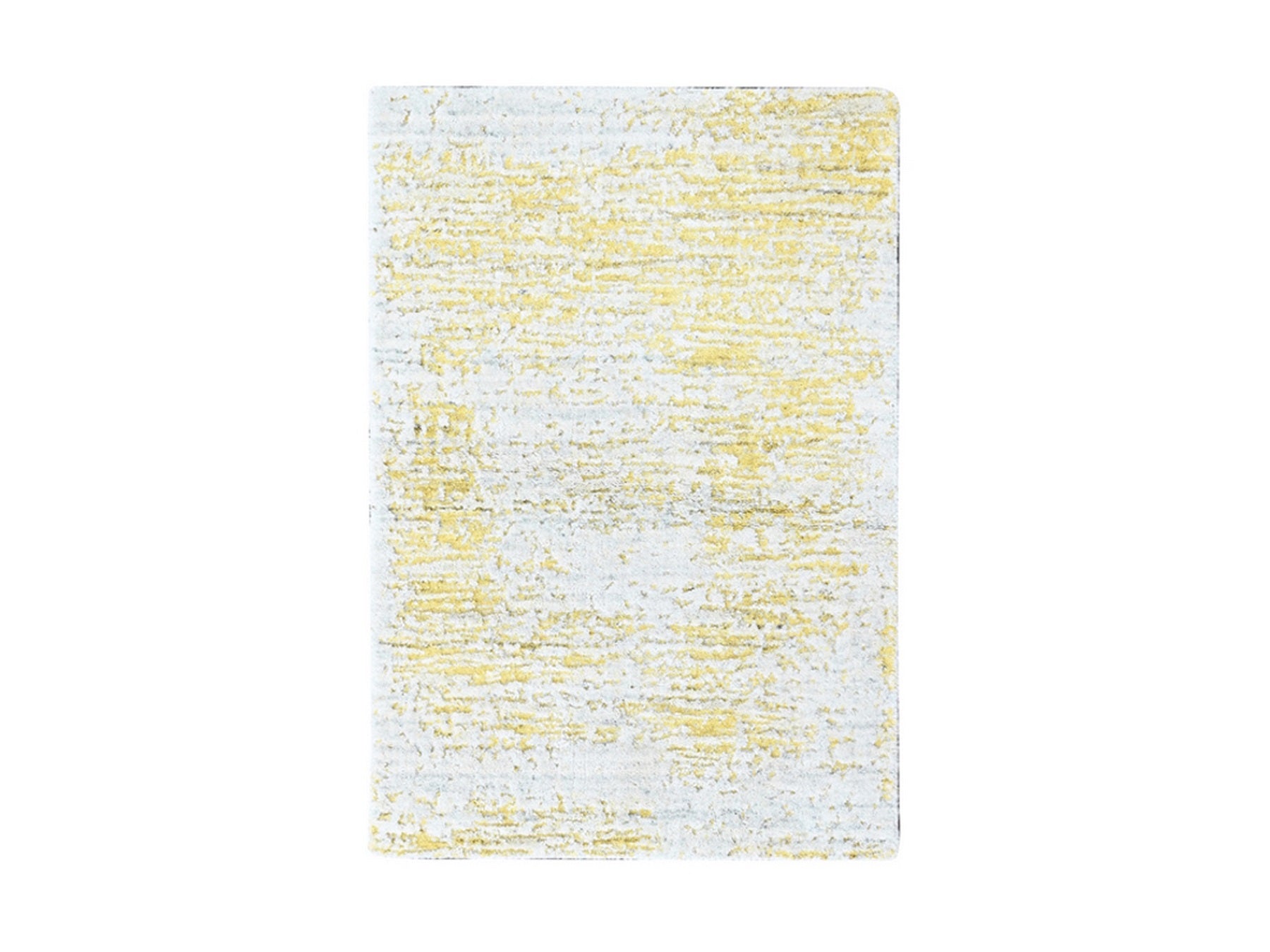 Modern / Contemporary hand-knotted wool/silk rug in Yellow, 2'1" x 3' — SKU O010503
