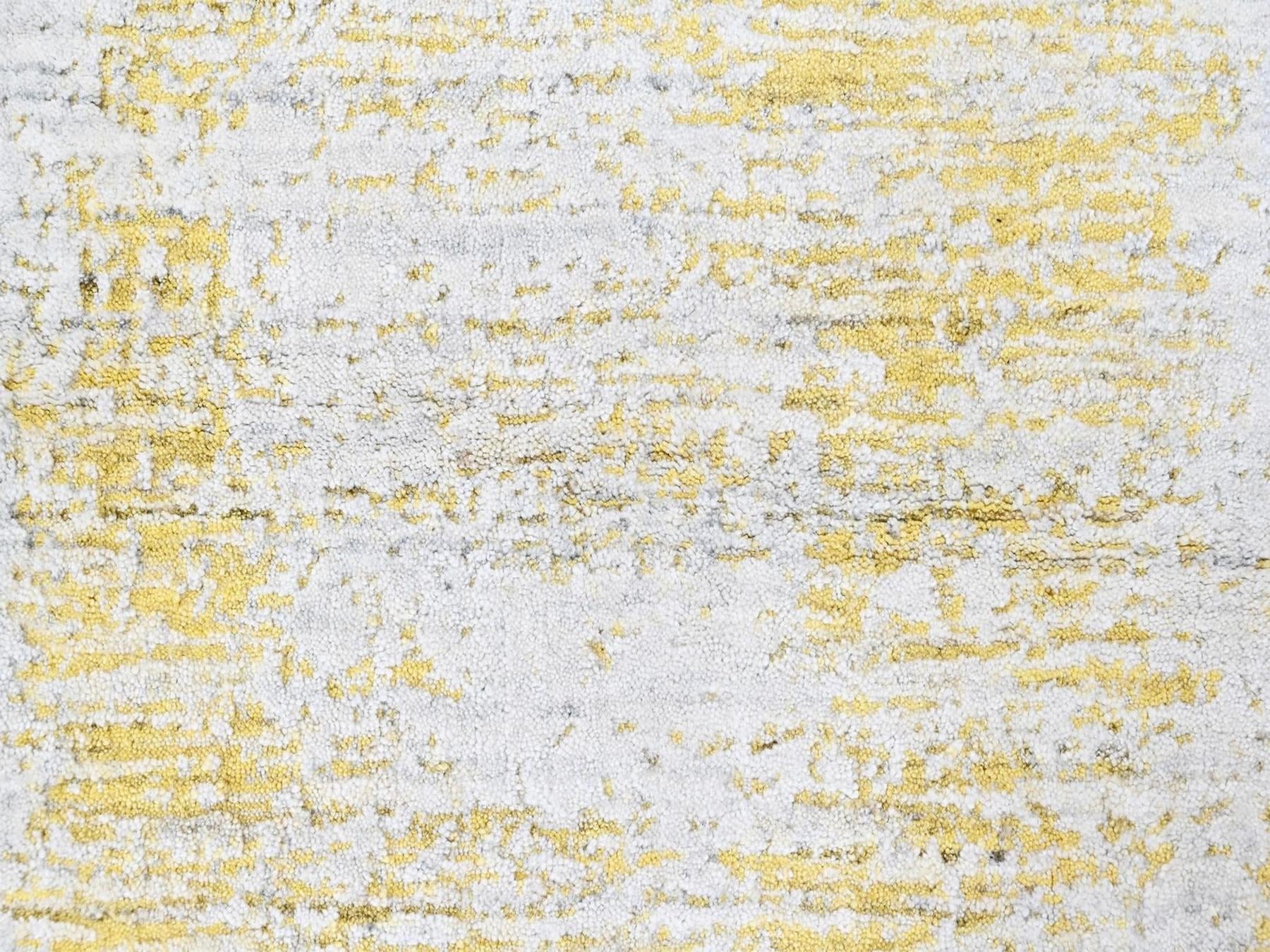 Modern / Contemporary hand-knotted wool/silk rug in Yellow, 2'1" x 3' — SKU O010503 (view 4)
