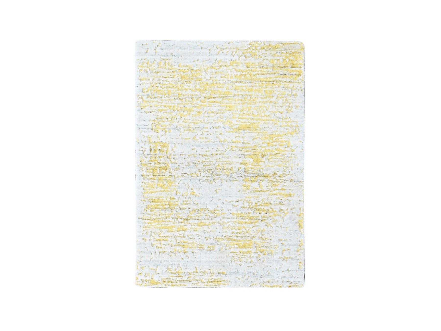 Modern / Contemporary hand-knotted wool/silk rug in Yellow, 2'1" x 3' — SKU O010504