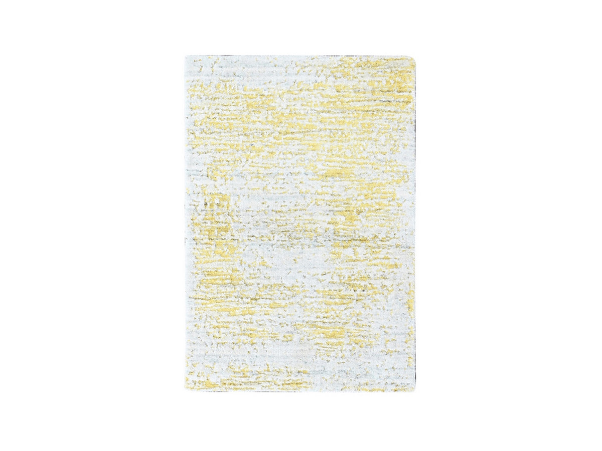 Modern / Contemporary hand-knotted wool/silk rug in Yellow, 2'1" x 3' — SKU O010504