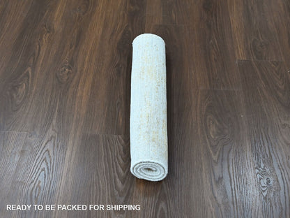 Modern / Contemporary hand-knotted wool/silk rug in Yellow, 2'1" x 3' — SKU O010504 (view 5)