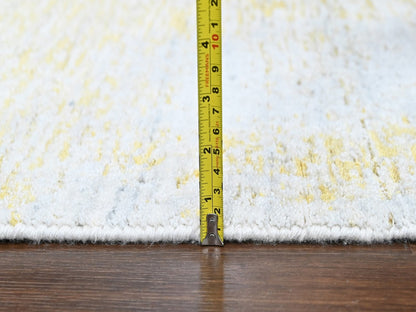 Modern / Contemporary hand-knotted wool/silk rug in Yellow, 2'1" x 3' — SKU O010504 (view 6)