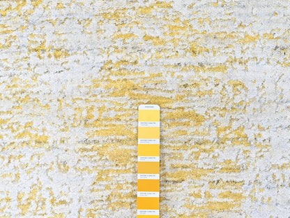 Modern / Contemporary hand-knotted wool/silk runner in Yellow, 2'6" x 8' — SKU O010505 (view 4)