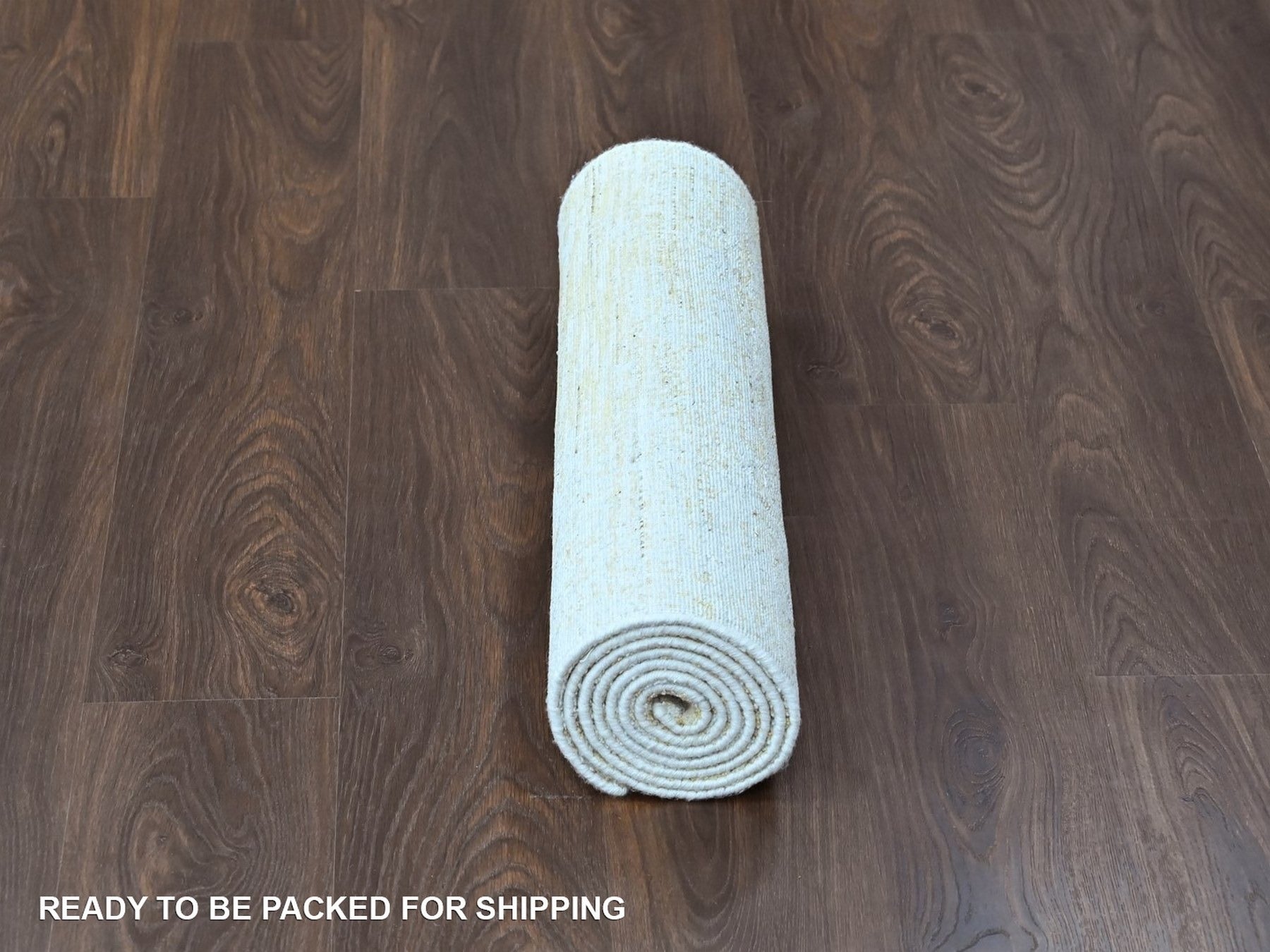 Modern / Contemporary hand-knotted wool/silk runner in Yellow, 2'6" x 8' — SKU O010505 (view 6)
