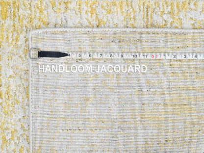 Modern / Contemporary hand-knotted wool/silk runner in Yellow, 2'6" x 8' — SKU O010505 (view 8)